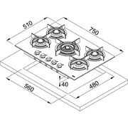 FRANKE FHCR 755 4G TC HE BK C
